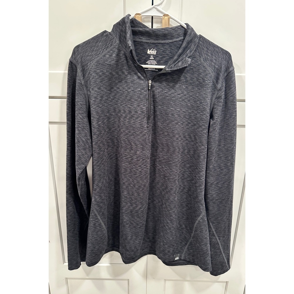 REI Co Op Womens Long Sleeve Quarter Zip Pullover Athletic Shirt Charcoal XL